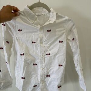 Janie and Jack White Shirt with Red Train